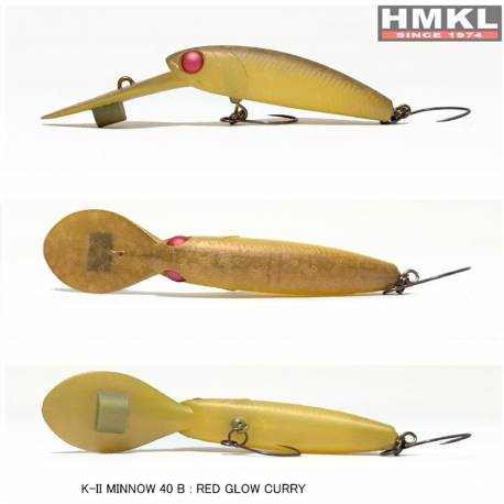 Vobler HMKL K-II Minnow 40 Bottom, 4cm,, 3.3g, culoare Red Glow Curry