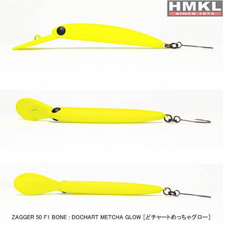 Vobler HMKL ZAGGER 50 F1 Bone, 5cm, 1.5g, culoare Dochart Metcha Glow