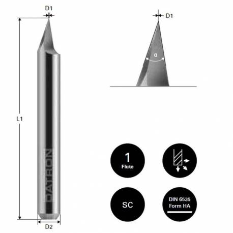 Freza gravura DATRON 0068285G, 0.1x6.0mm