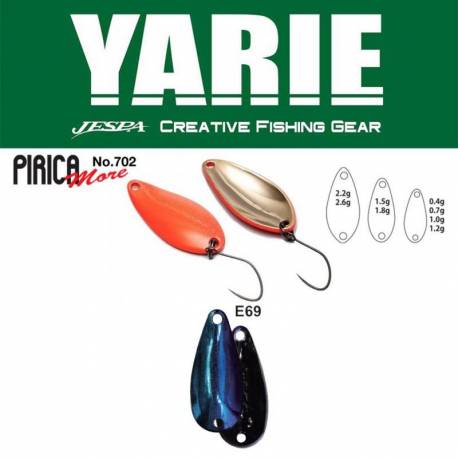 Lingurita oscilanta YARIE 702 Pirica More 2.2g, culoare E69 Fire Blue