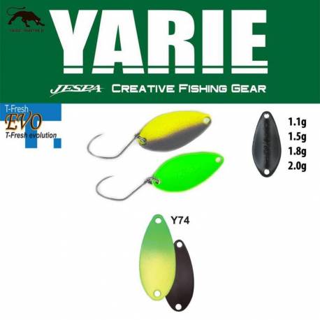 Lingurita oscilanta YARIE 710T T-Fresh Evo 1.5g, culoare Y74 Green/Lemon