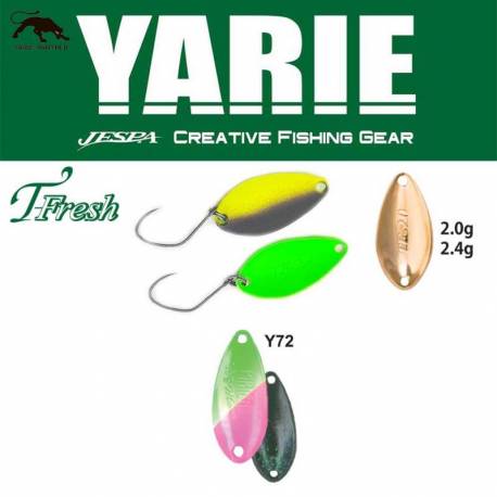 Lingurita oscilanta YARIE 708T T-Fresh 2.4g, culoare Y72 Green/Pink