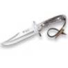 Cutit Joker Bowie cu teaca piele, lama 16 cm otel inox, maner corn cerb