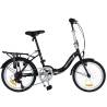 Bicicleta pliabila VELORS V2057A, 7 viteze, roti 20", cadru Negru cu design Alb/Rosu