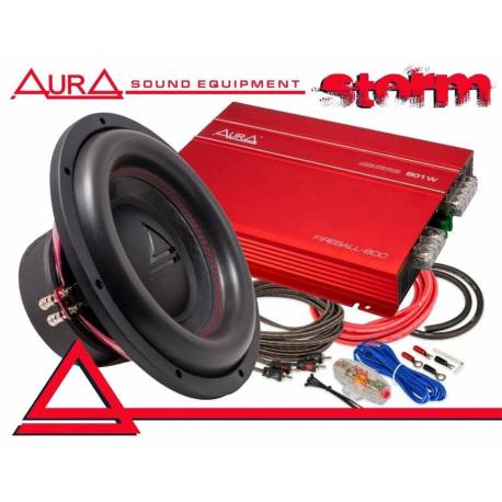 Pachet subwoofer auto AURA Storm 12 + amplificator Fireball 800 + kit cablu Aura AMP 1208