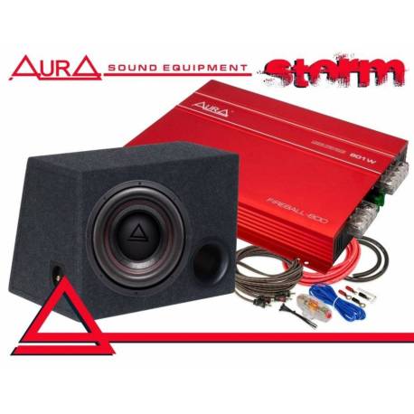 Pachet subwoofer auto cu incinta bassreflex AURA Storm 12