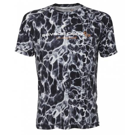 Tricou SAVAGE GEAR Night UV Black Waterprint M