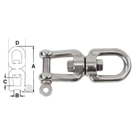 Clema pivotanta inox AISI 316, 8mm