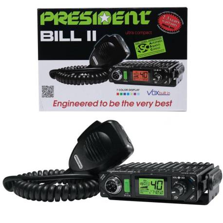 Statie radio CB PRESIDENT Bill 2 ASC, VOX, Roger Beep, Scan, 4W, 12V