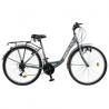 Bicicleta city RICH R2432A, roti 24", cadru gri cu design alb/portocaliu