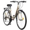 Bicicleta city RICH R2632A, roti 26", cadru crem cu design gri/verde