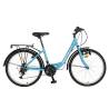 Bicicleta city RICH R2432A, roti 24", cadru bleu cu design alb