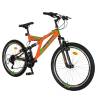 Bicicleta MTB-FS RICH R2449A roti 24", cadru portocaliu cu design negru.