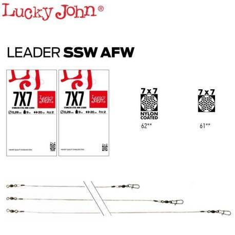 Struna LUCKY JOHN Leader SSW AFW, 20cm, 0.28mm, 9kg, 2buc/plic