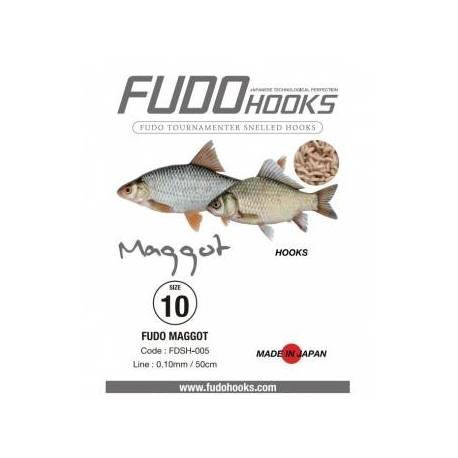 Carlige legate FUDO Maggot BN, Nr.9, 50cm, 10buc/plic