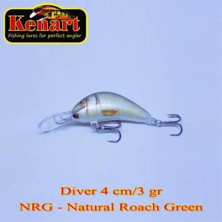 Vobler KENART Diver, 4cm, 5g, sinking, culoare NRG