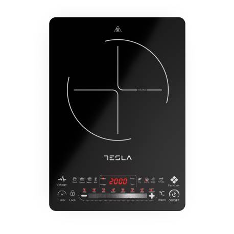 Plita portabila cu inductie Tesla IC400B, 2000W25x25cm, 8 niveluri putere, Negru