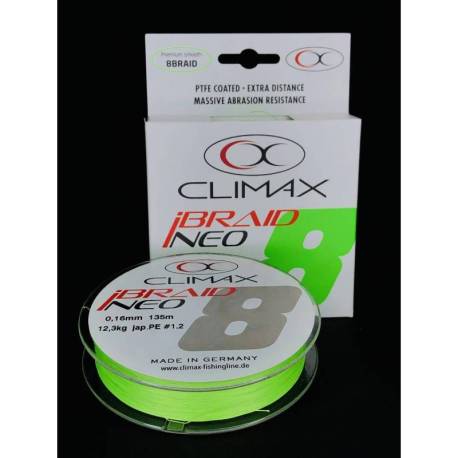 Fir CLIMAX iBRAID NEO X8 Fluo Chartreuse 135m, 0.10mm, 6.7kg