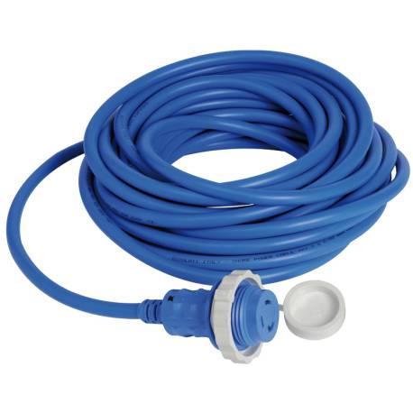 Pre-mounted cap + cable blue 15 m 16 A