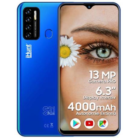 Telefon mobil iHUNT S21 Plus 2021 Bue, 3G, 4000mAh, ecran IPS 6.3", 2GB RAM, Android 10 Go, Dual SIM