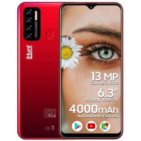 Telefon mobil iHUNT S21 Plus 2021 Red, 3G, 4000mAh, ecran IPS 6.3", 2GB RAM, Android 10 Go, Dual SIM