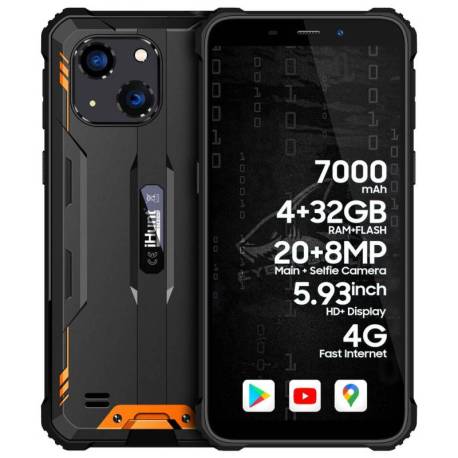 Telefon mobil iHUNT Cyber Shark 4G Orange, IP68, Android 12, 7000mAh