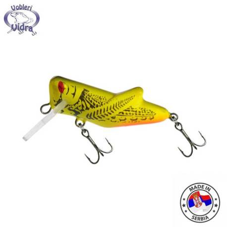 Vobler VIDRA LURES Locust 4cm, 4g, sinking, culoare FYB Fluo Yellow BlackBack