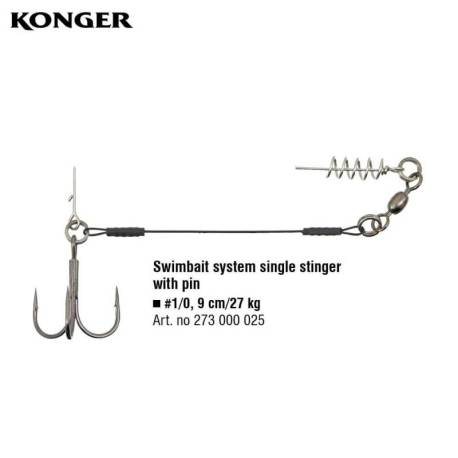 Montura KONGER Swimbait System Stinger 1 ancora, 1/0, pin, 9cm, 27kg