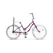 Bicicleta city CARPAT Liberta C2694A, roti 26 inch, Frana V-Brake, cadru Mov cu Design Alb