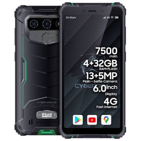 Telefon mobil iHUNT Cyber Dog 4G Green, ecran IPS 6", 7500mAh, Android 12, 32GB, 4GB RAM, IP68, Dual Sim