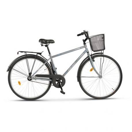 Bicicleta city RICH Dunarea R2891A, roti 28", V-Brake, cadru Gri cu Design Albastru/Alb