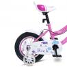 Bicicleta fete 2-4 ani RICH BABY R1208A, roti 12", C-Brake, roti ajutatoare, cadru Roz cu design Alb