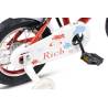 Bicicleta fete 2-4 ani RICH BABY R1208A, roti 12", C-Brake, roti ajutatoare, cadru Rosu cu design Alb