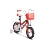 Bicicleta fete 2-4 ani RICH BABY R1208A, roti 12", C-Brake, roti ajutatoare, cadru Rosu cu design Alb