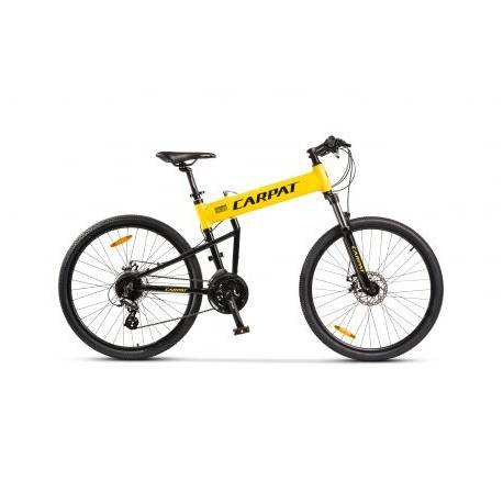 Bicicleta MTB-Folding Hummer CARPAT C2641S, 24 viteze, cadru aluminiu, roti 26", Galben/Negru