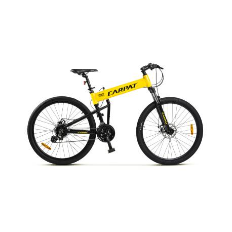 Bicicleta MTB-Folding Hummer CARPAT C2741S, 24 viteze, cadru aluminiu, roti 27.5", Galben/Negru