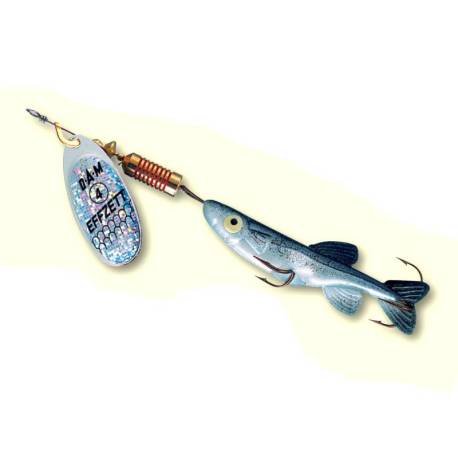 Lingurita rotativa DAM Effzett Minnow Nr.2, 5g + shad Silver, Black