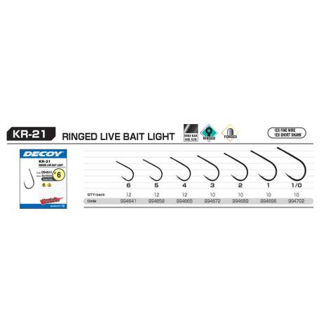 Carlig DECOY KR-21 Round Live Bait Light Nr.1, 10buc/plic