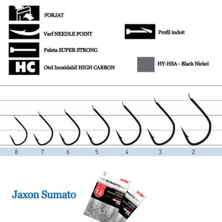 Carlige JAXON Sumato Kaizu Nr.10 negru, 10buc/plic