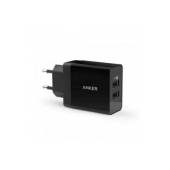 Incarcator de retea ANKER PowerPort 24W 2 porturi USB PowerIQ Negru