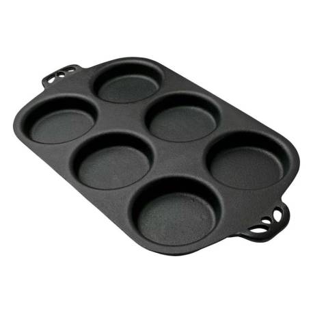 Tava din fonta pentru copt briose Camp Chef CC-CIGT6, 40 x 23 x 2.5 cm