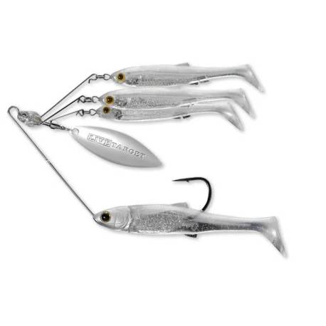 Spinnerbait LIVETARGET MINNOW RIG Medium, 14g, Pearl White/Silver