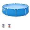 Piscina supraterana BESTWAY Pro Steel, Albastru, 305x76cm, filtru inclus