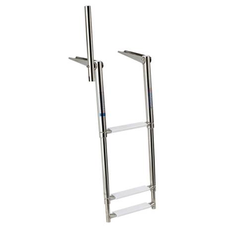 Scara telescopica cu maner OSCULATI, inox, 3 trepte, 89x33cm