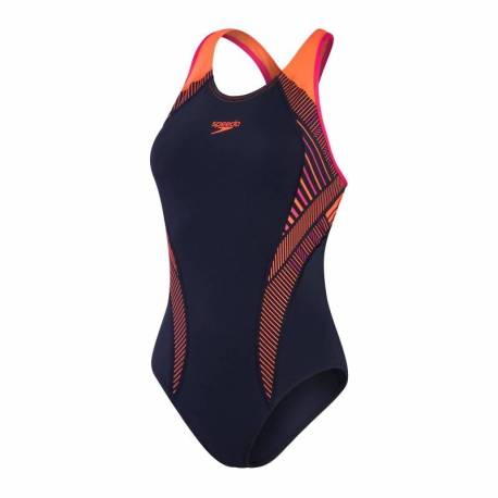 Costum inot femei SPEEDO Placement LB bleumarin portocaliu, marimea 30