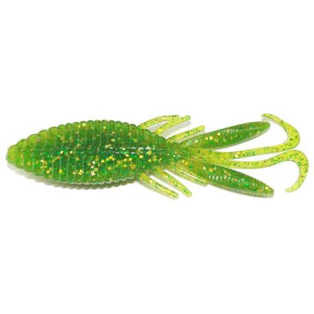 Naluca soft HIDEUP Stagger Wide Hog 3.3" 8.4cm, culoare 111 Chart Green Gold Flake