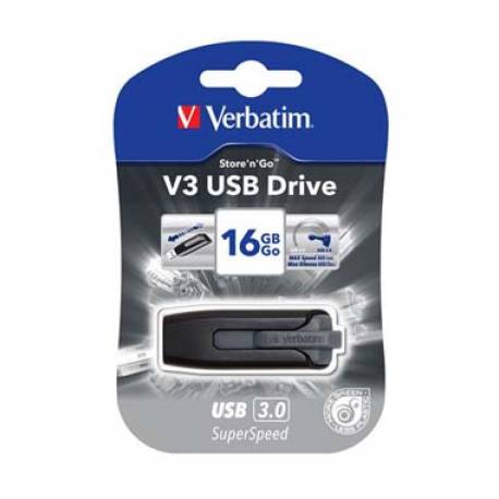 USB Flash Drive Verbatim, V3, 3.0, 16GB, Negru