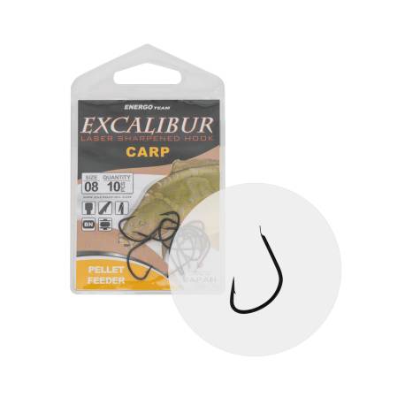 Carlige EXCALIBUR Pellet Feeder Black Nr.8, 10buc/plic