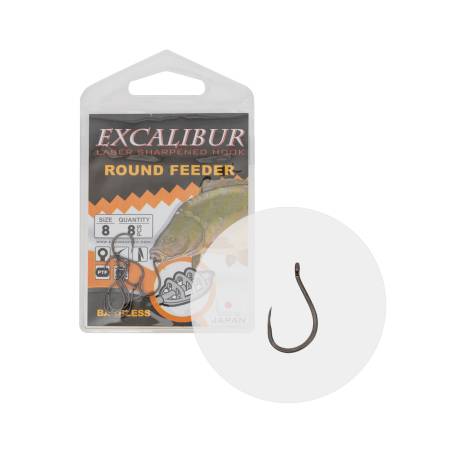 Carlige EXCALIBUR Round Feeder Barbless Nr.18, 8buc/plic