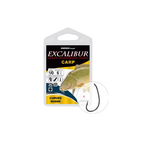 Carlige EXCALIBUR Carp Curved Shank Nr.1, 8buc/plic